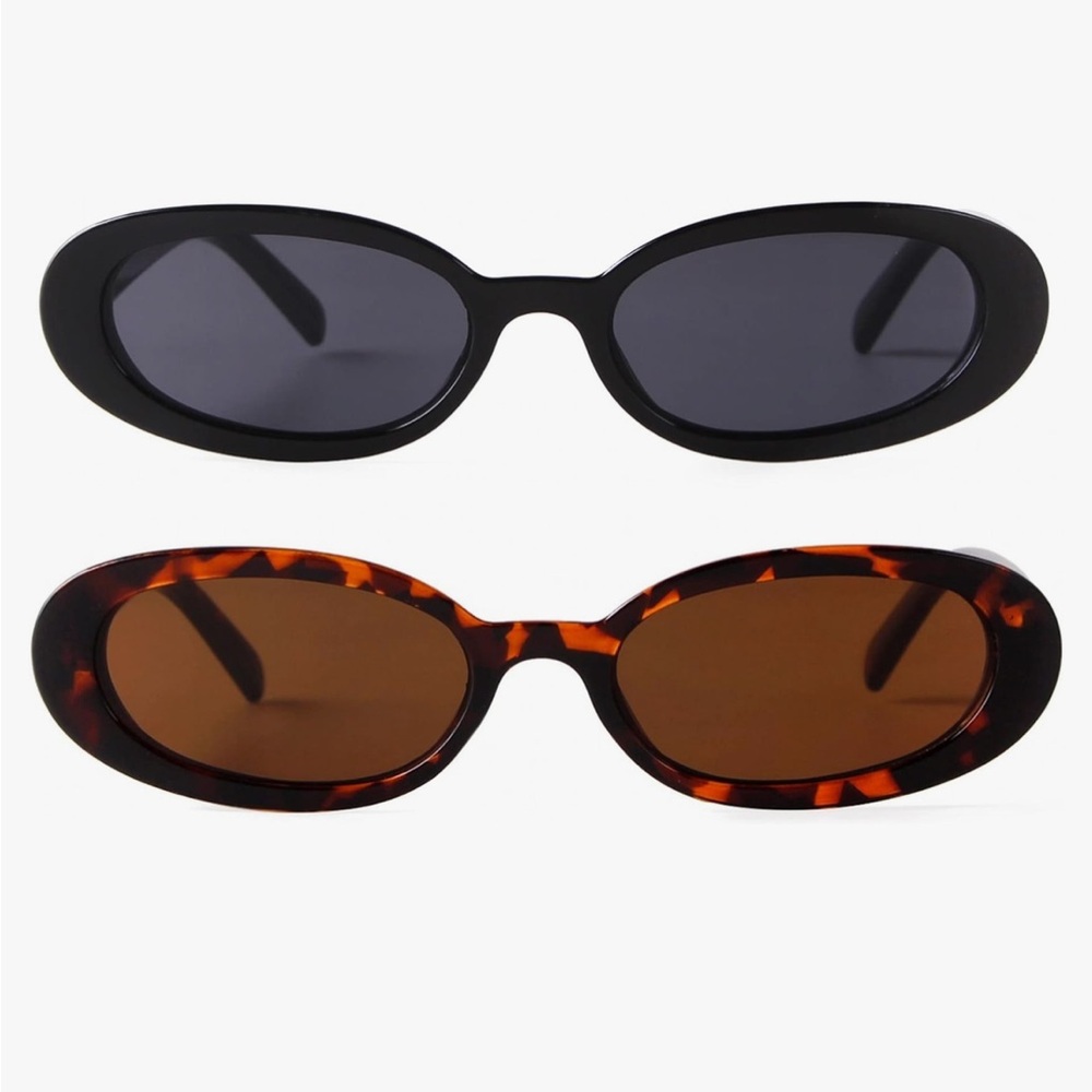 2 PAIRS of oval sunglasses